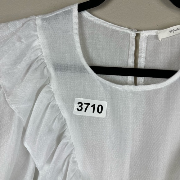 Mustard seed white medium p2p 23-1/2 length 26-1/2 balloon sleeves like new - Picture 4 of 8